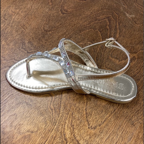 Gold flats sandals sparkle prom flat shoe formal - Picture 7 of 8